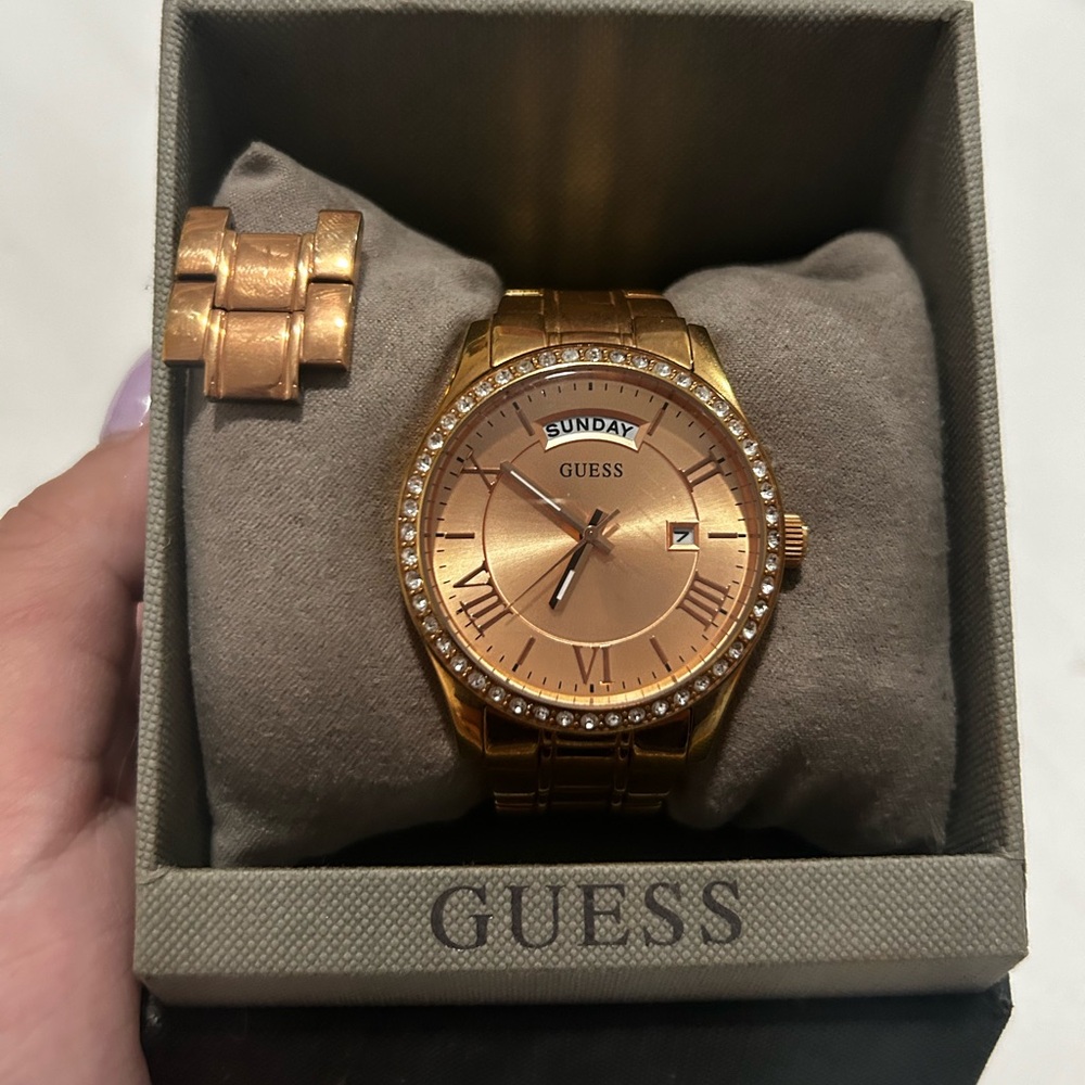 Guess Rose Gold Watch with Day Display